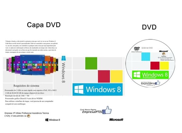 Windows 8 Pro - 2 Dvds / 32-64 Bits Frete Gratis
